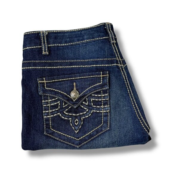 Nine West VTG America Bermuda Womens Sz 2/25 Denim Cuffed Flap Stretch Shorts - Picture 2 of 9